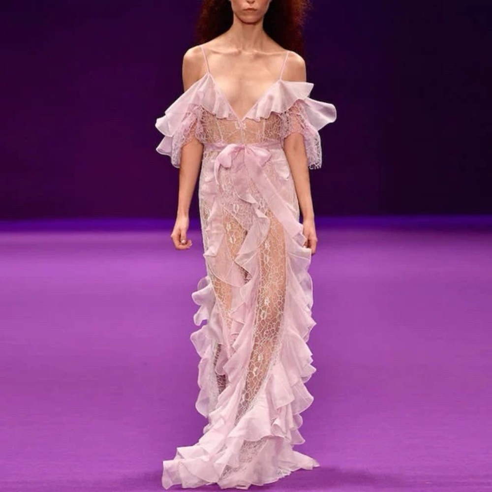 Elegant Pink Ruffle Dress